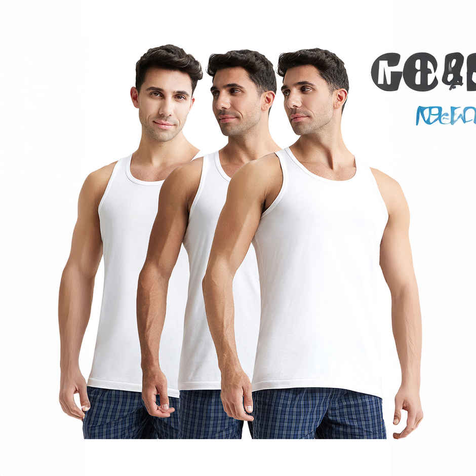 Jockey 8820 Men's Super Combed Cotton Round Neck Vest|Extended Length|Easy Tuck|PO3 | White-M