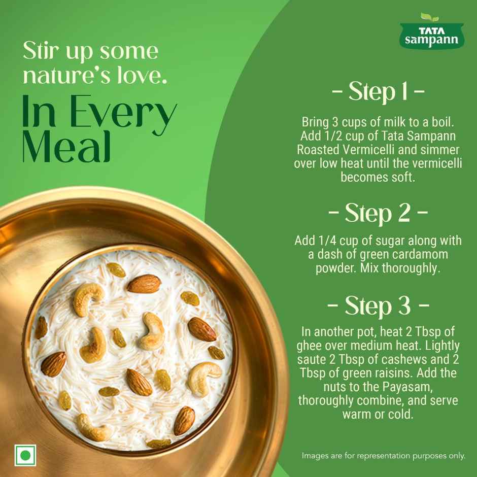 Tata Sampann Roasted Vermicelli | Protein Rich Seviyan | Made with Suji | No Added Maida