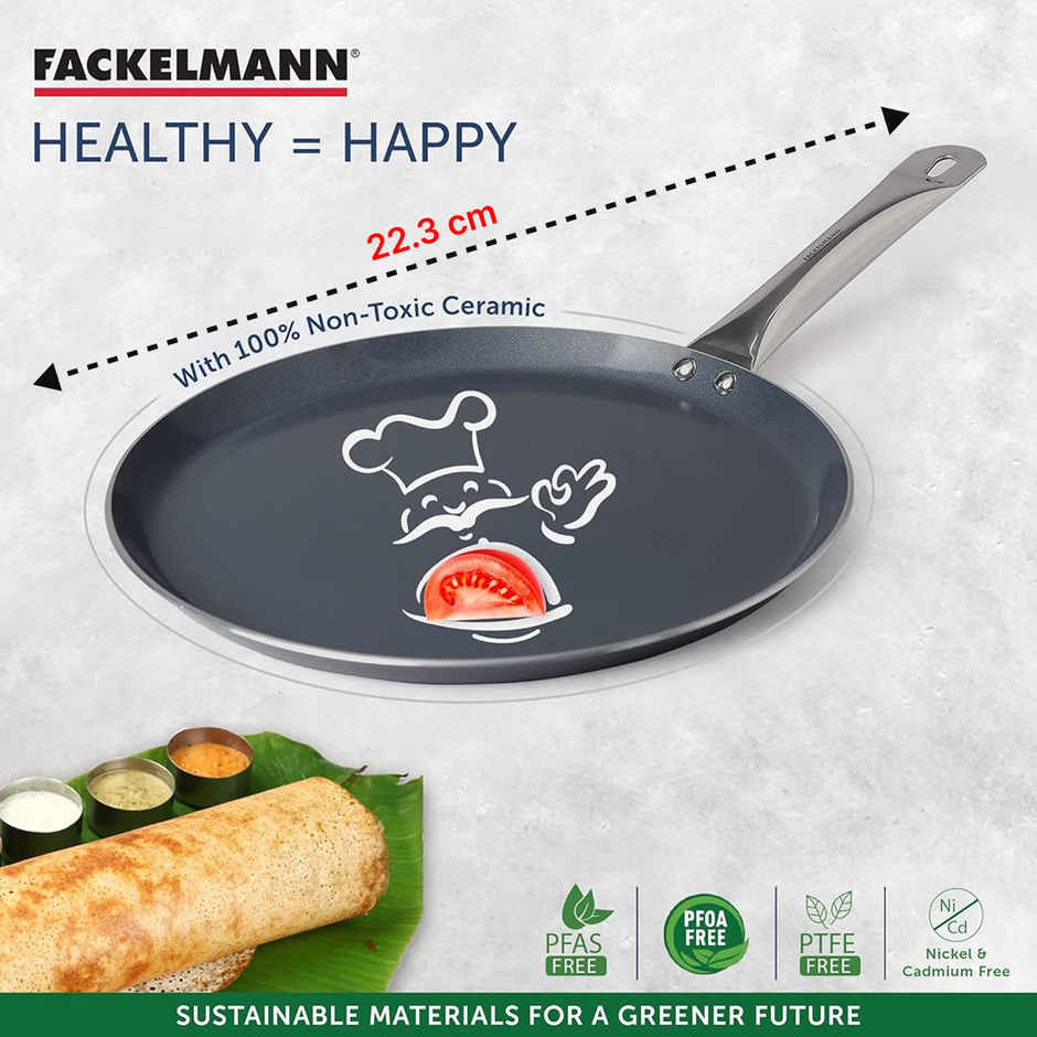 Fackelmann Ceramic Nonstick Tawa Flat 28 cm Nonstick , Induction, German Tech, Paratha, Omelette, Dosa 1.0 PIECE