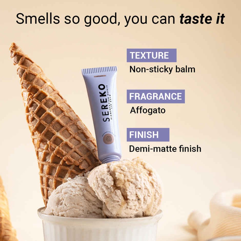 SEREKO Lip Balm for Dark Lips Kojic Acid, Vitamic C & Mango Butter | 24 H Hydration | Affogato