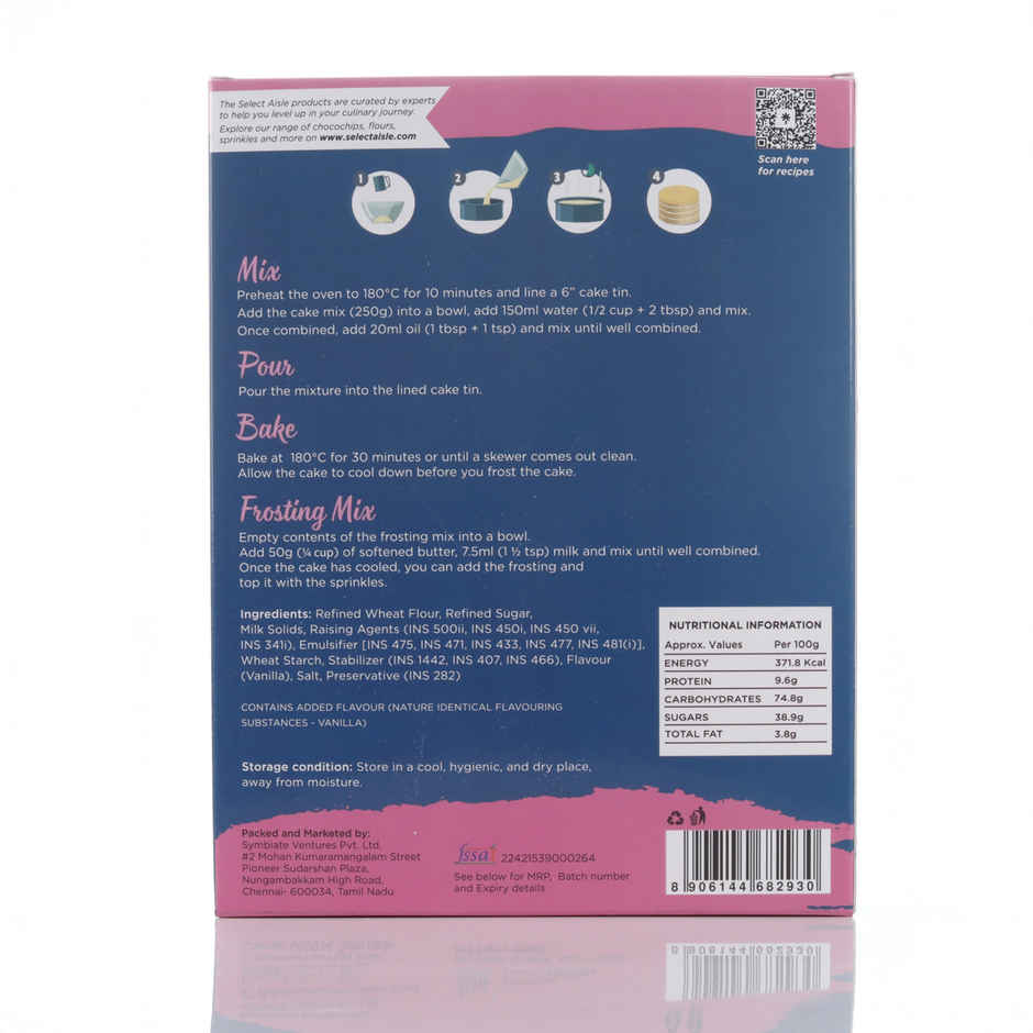 The Select Aisle Eggless Vanilla Cake Mix Frosting Mix and Sprinkles Included | Baking Essential