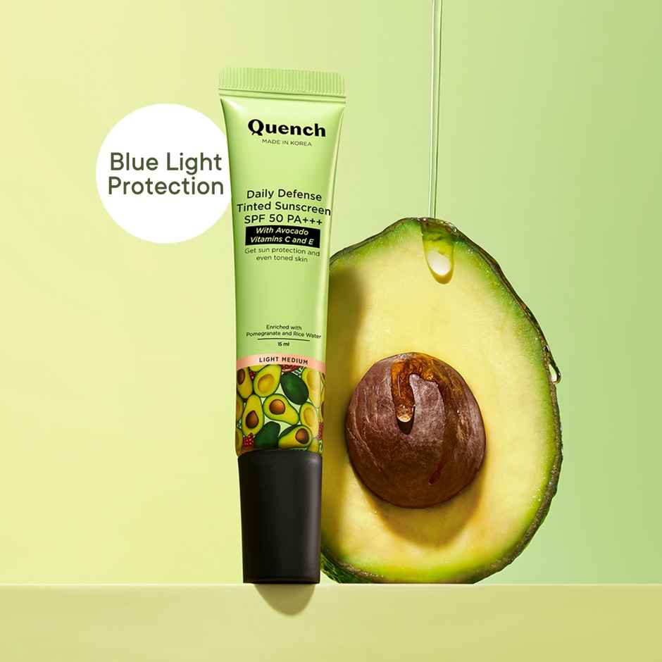 Quench Bravocado Daily Defense Tinted sunscreen SPF 50 PA+++ (Light Medium) 15ml