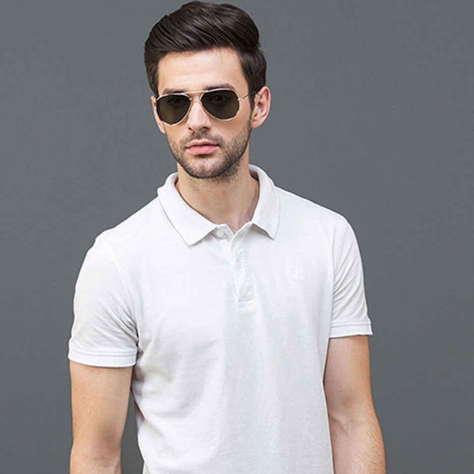 Vincent Chase By Lenskart Unisex Solid Metal Aviator Sunglasses | Green and Gold - M