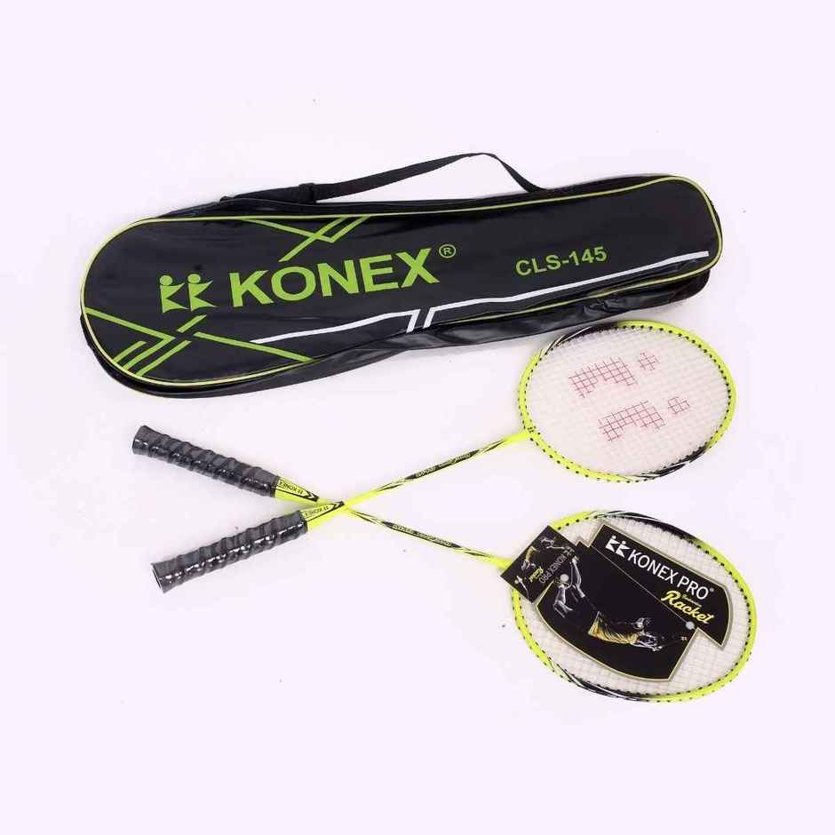 Konex Aluminium Badminton Racket Set- 145 ( 2 Rackets + 1 Full cover ) Colour May Vary