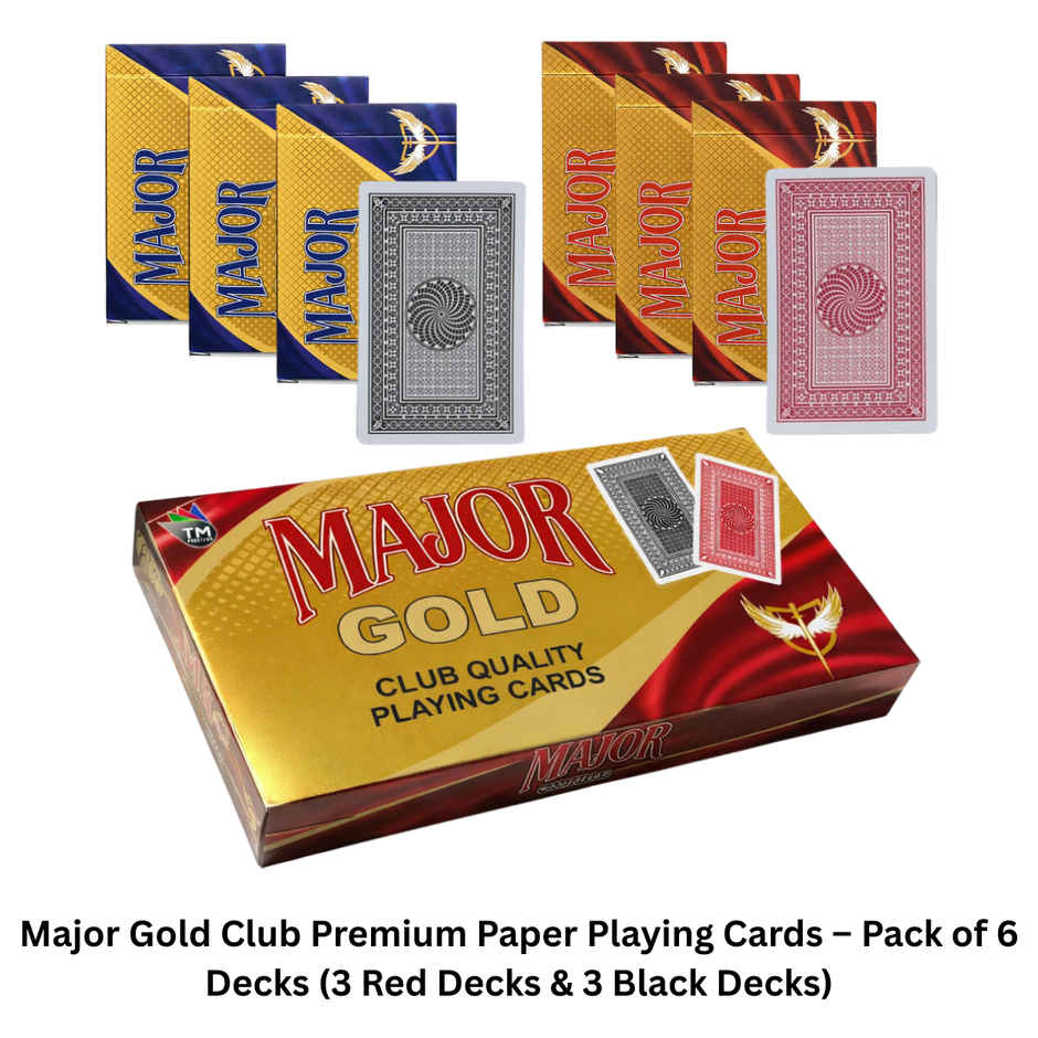 Emperor Major Gold Club Premium Paper Playing Cards | 3 Red & 3 Black