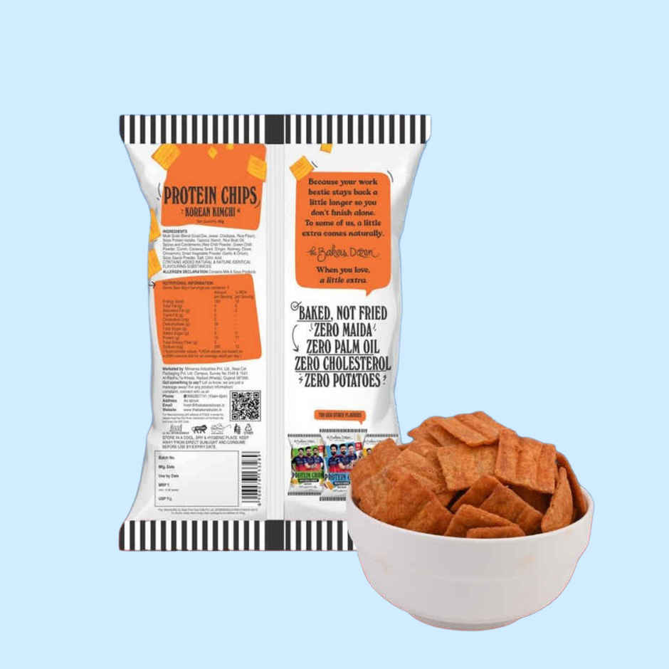 The Baker's Dozen Protein Chips Korean Kimchi Multigrain | 10g Protein | Baked | Healthy Snacks