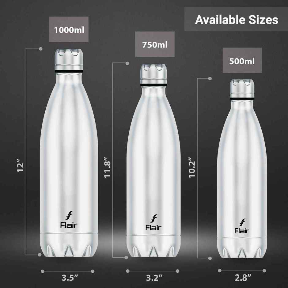 Flair Triumph Vaccum Stainless Steel Water Bottle 709 ml | Silver
