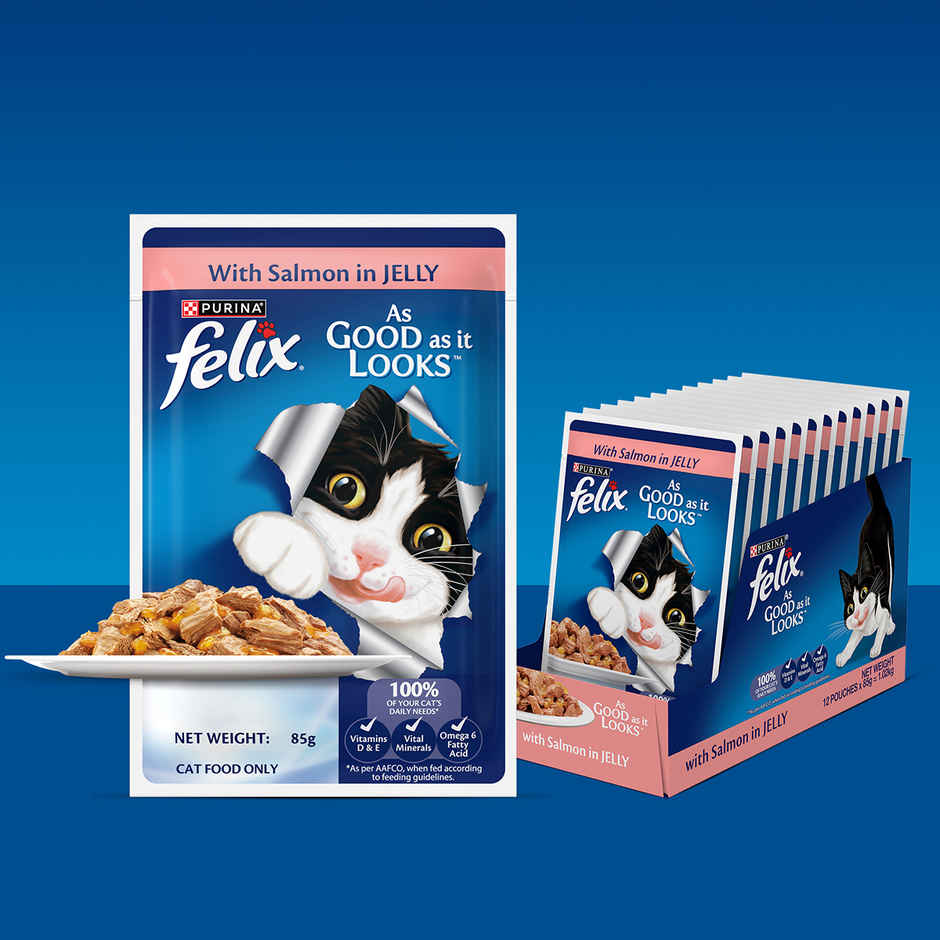 Purina Felix with Salmon in Jelly | Wet Food for Adults | Complete and Balanced Adult Food