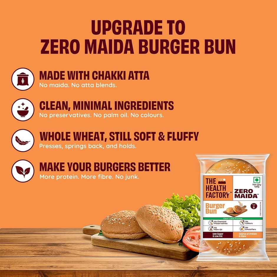 The Health Factory Burger Bun | Zero Maida | Whole Wheat Bun
