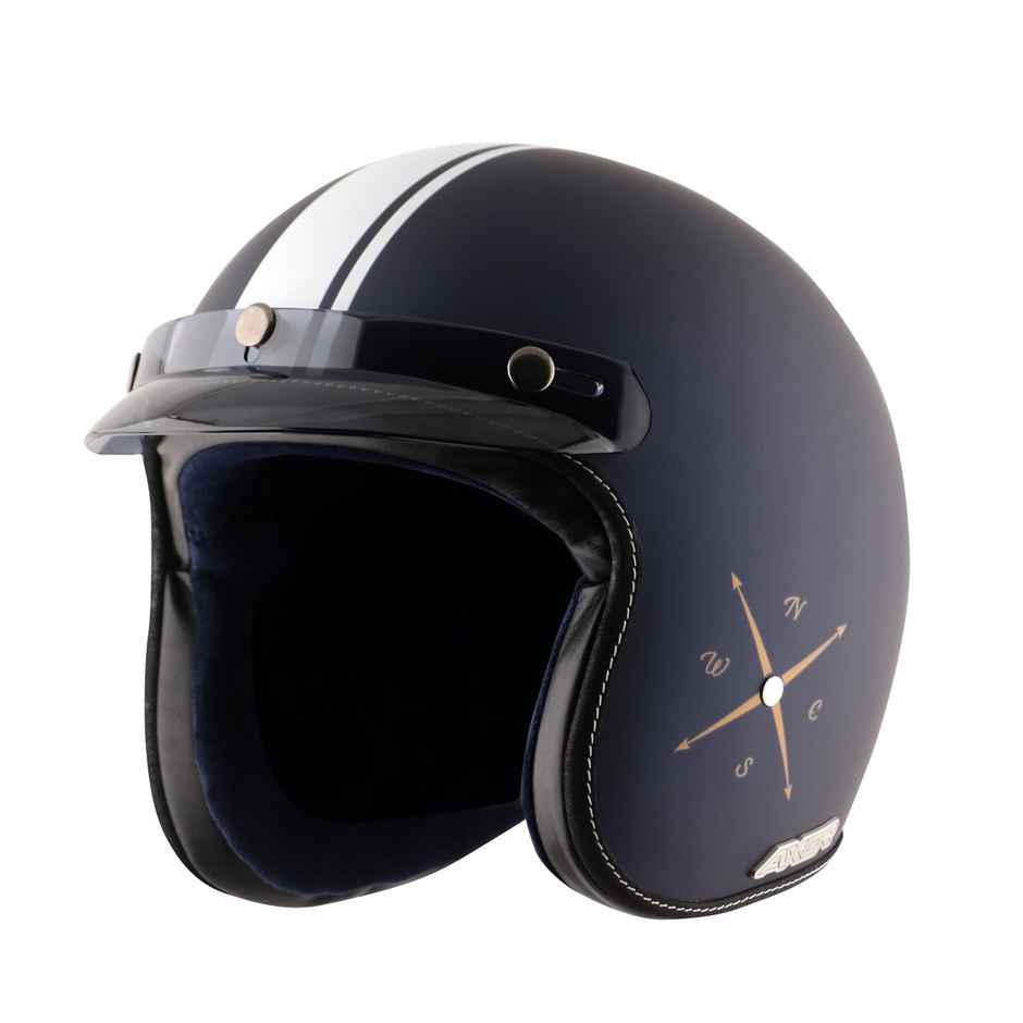 Axor Retro Jet Euro Globe Isi Ece And Dot Certified Open Face Helmet - Dull Royal Blue Helmet - XL