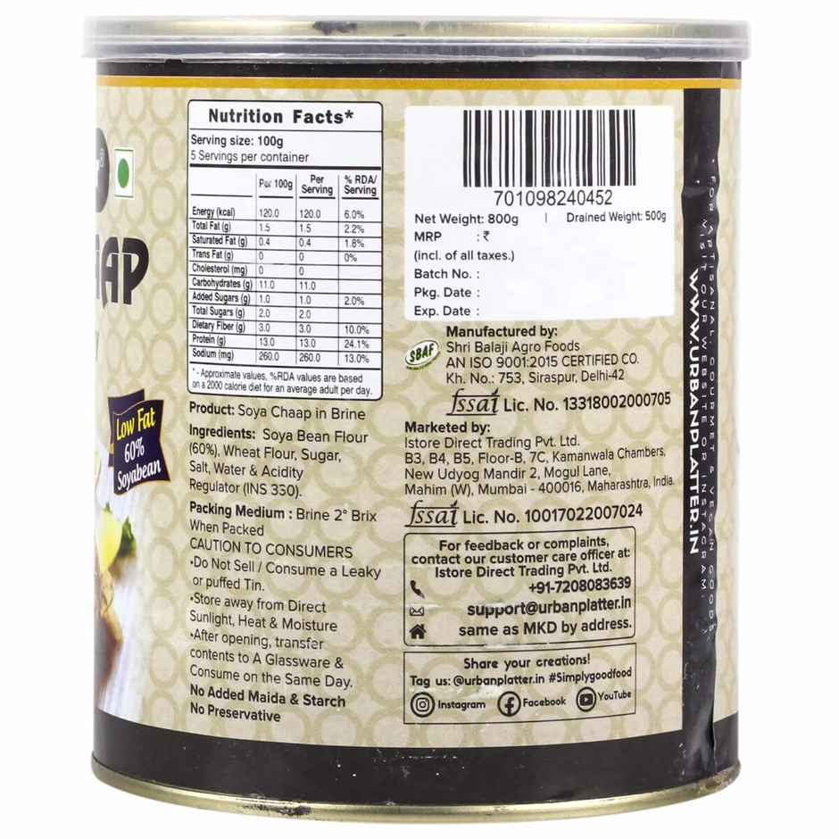 Urban Platter - Soya Chaap In Brine Tin