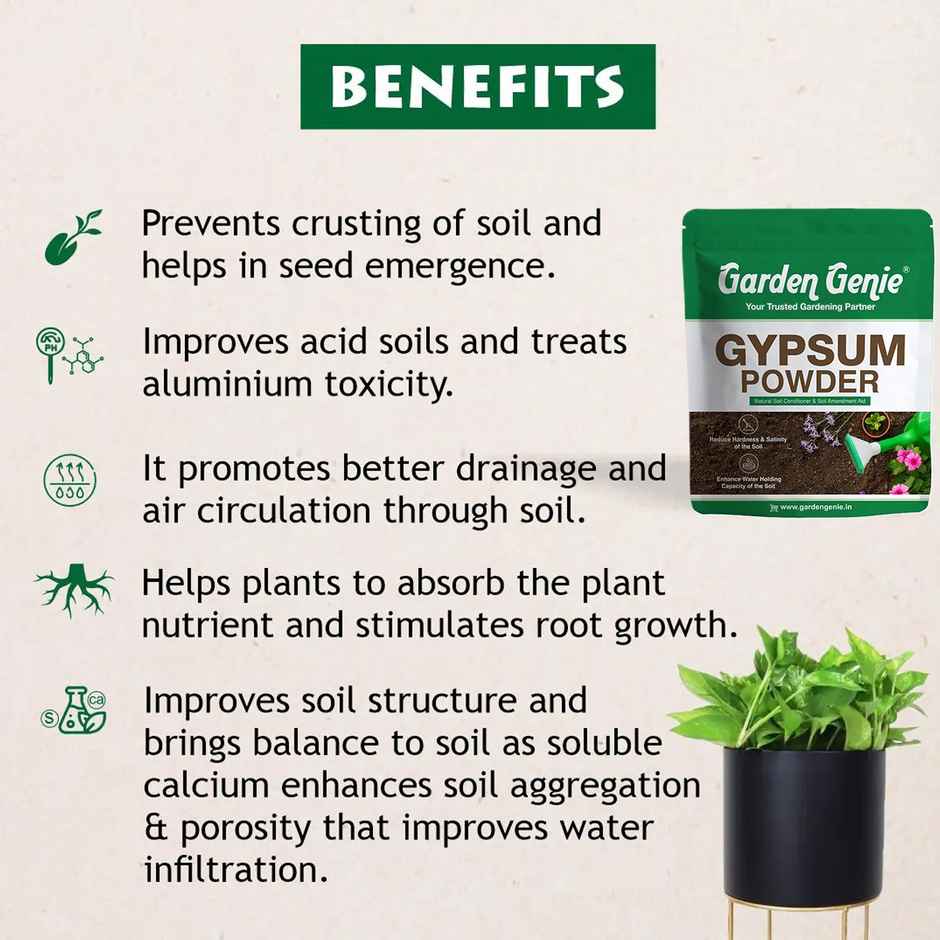 Garden Genie Gypsum Powder | Organic Plant Growth Fertiliser for Indoor and Outdoor Planters