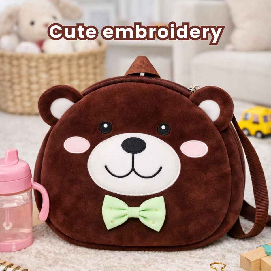 Toytales Face Bag | Plush Backpack | Kids School Bag | Birthday Gift|Brown|Teddy