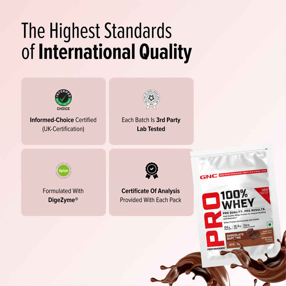 GNC 6 Pro Performance Whey Protein Sachets + Free Shaker