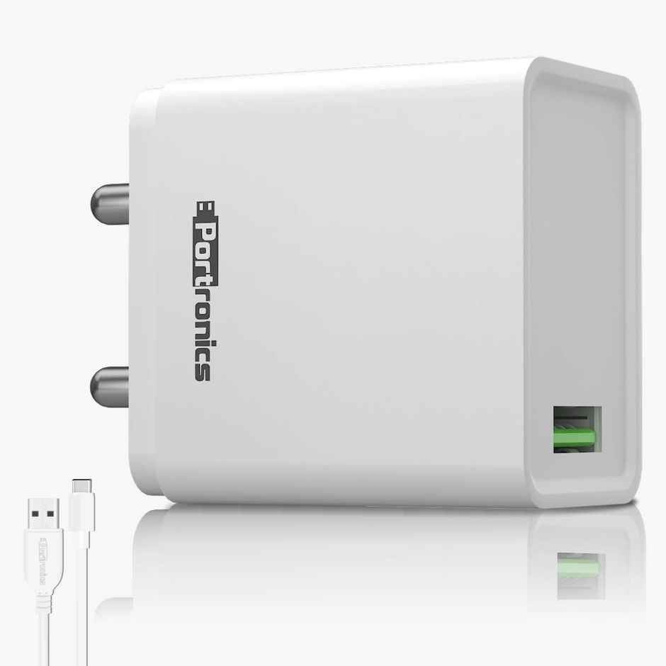 Portronics Adapto One Charger (POR 1104) | 20 W | Single Port - White