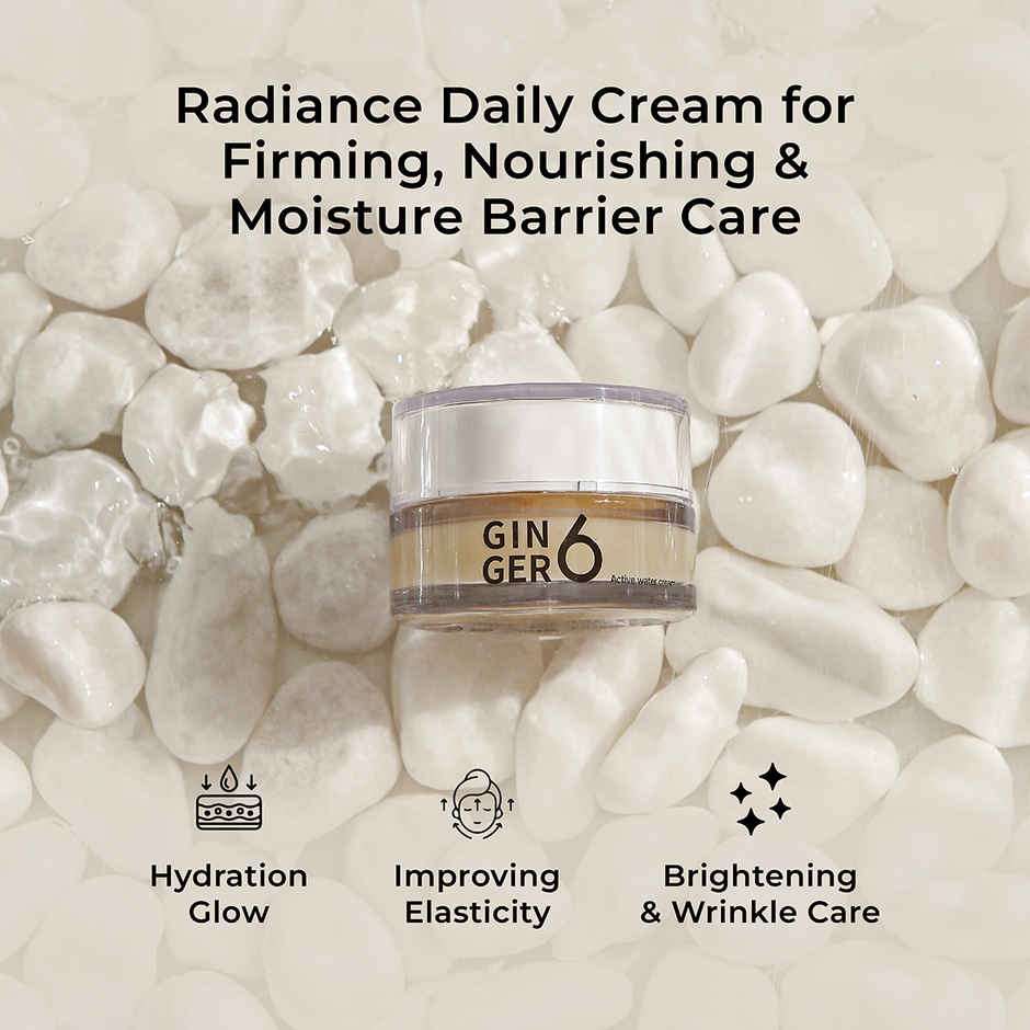 GINGER6 Active Water Cream |76% Ginger Extract, Niacinamide, Anti-Aging Peptides, HA Hydration