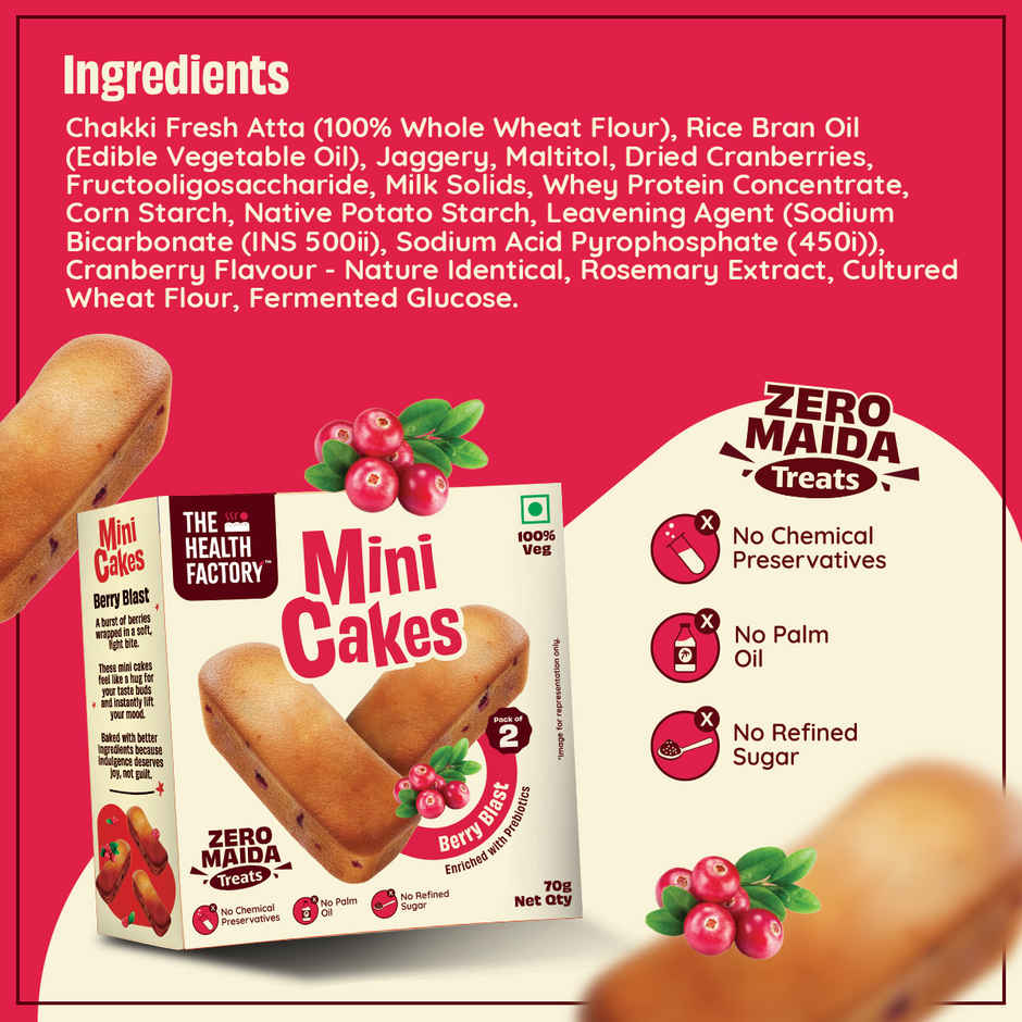 The Health Factory Mini Cakes - Berry Blast | Zero Maida | Combo