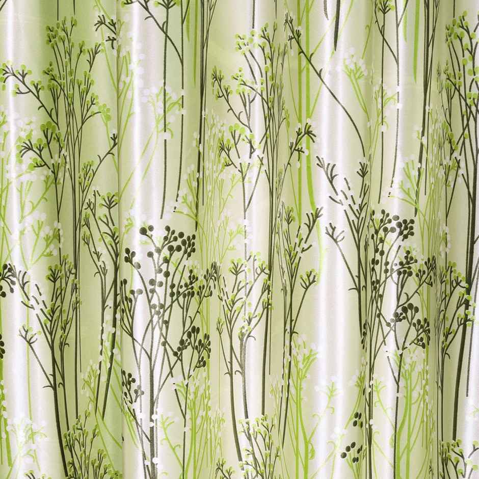 Romee Parrot Green Printed Door Curtain 7 Feet Set of 2