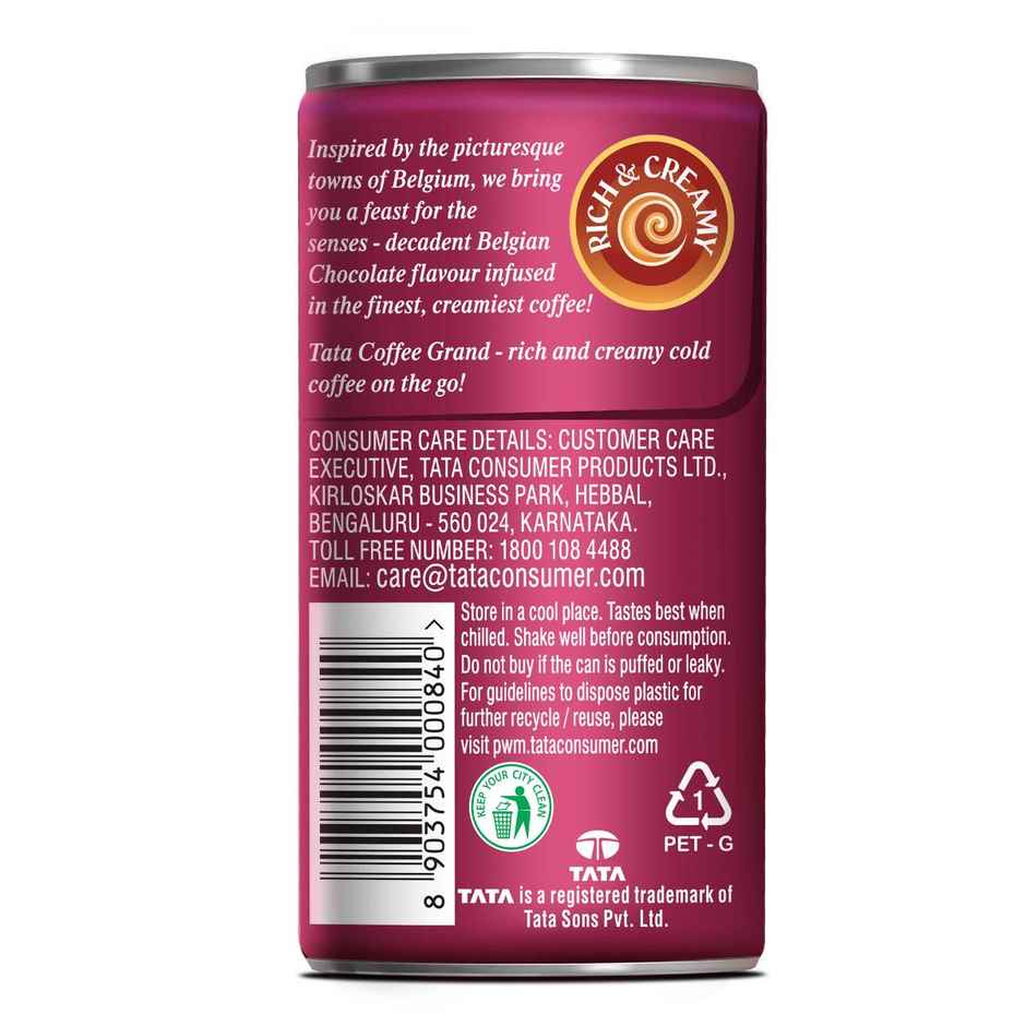 Tata Cold Coffee Belgian Chocolate Iced Coffee, Rich & Creamy, Flavoured Milk, Can Combo 