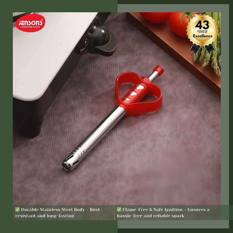 Jensons Stainless Steel Heart Shape Gas Stove Lighter
