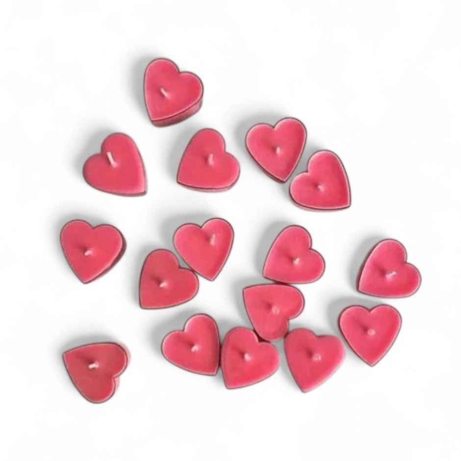 Heart Shape Acrylic Tealight | Pack Of 10 | Rose Fragrance | Auradecor