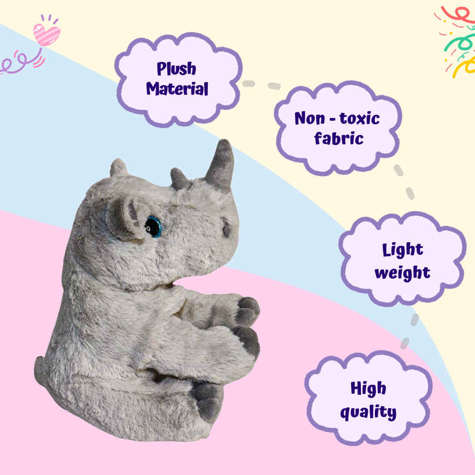 Toytales Soft Toy Rhino | Plush Stuffed Animal Toy | Gift For Kids | Cute Gift