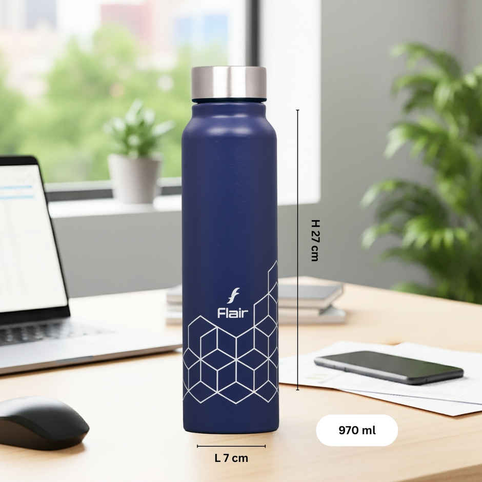 Flair Hexa 1000Ml Stainless Steel Water Bottle - Blue Thunder