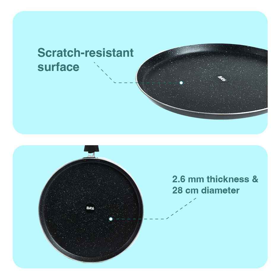 BAY6 Nonstick Dosa Tawa | 26 cm - Grey (Not Induction Compatible)