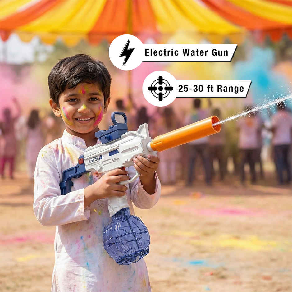 Uzi Style Electric Water Gun | Holi Special | 30 to 35 ft | Rechargeable | Toyshine