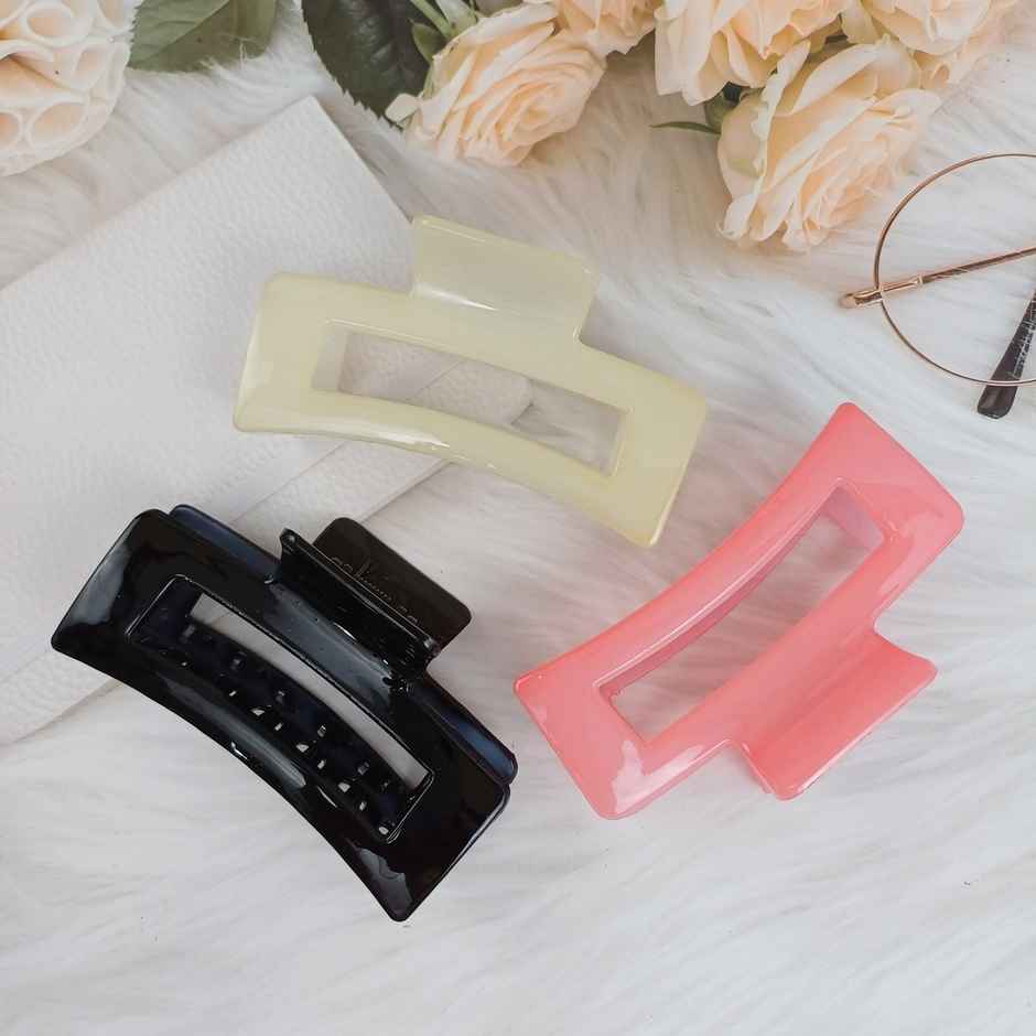 The Opal Factory Big Same Style Claw Clips for Girls and Women | Set of 3 | Large | Glossy
