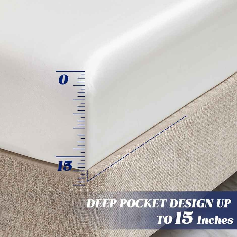 BAY6 White Terry Cotton 220 GSM Waterproof Mattress Protector For Single Size Bed