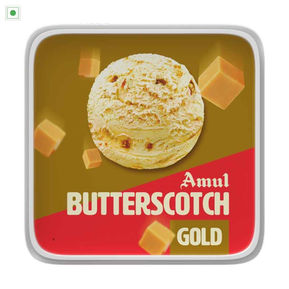 Amul Gold Butterscotch Ice Cream Tub | Smooth & Crunchy