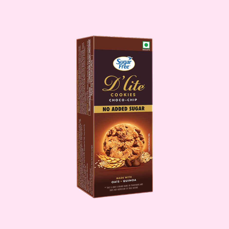 Sugar Free D'lite Choco Chip Cookies | Zero Added Sugar | Made With Oats & Quinoa