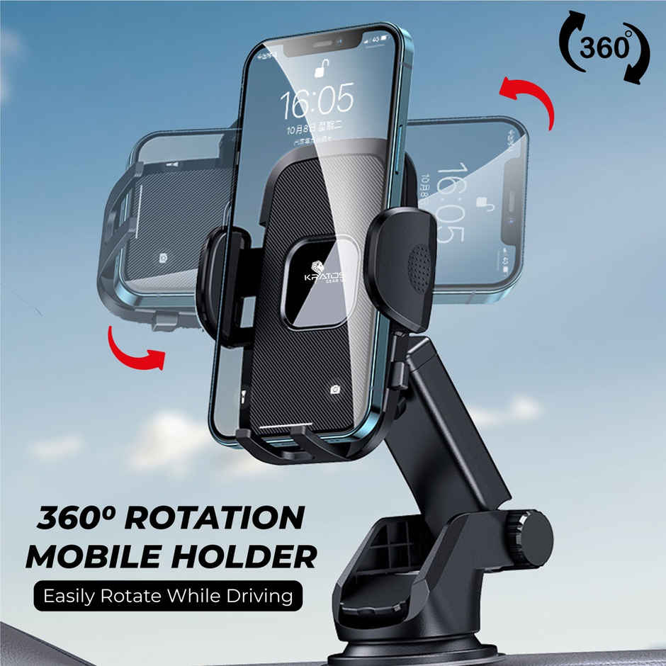 Kratos Premium Mobile Holder for Car with Back Button Unlocking Mechanism| 360� Rotatable Holder
