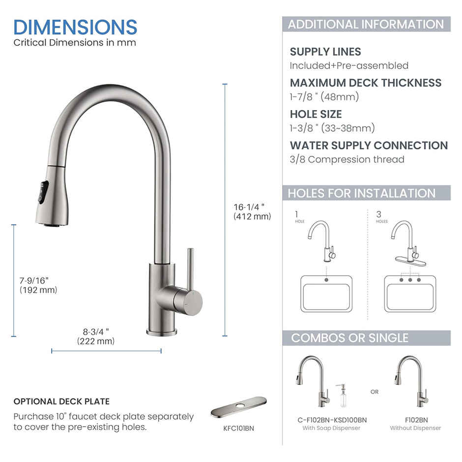 Hindware Dual Mode Pull-Out Kitchen Sink Mixer | Min 3 Bar Pressure Requried
