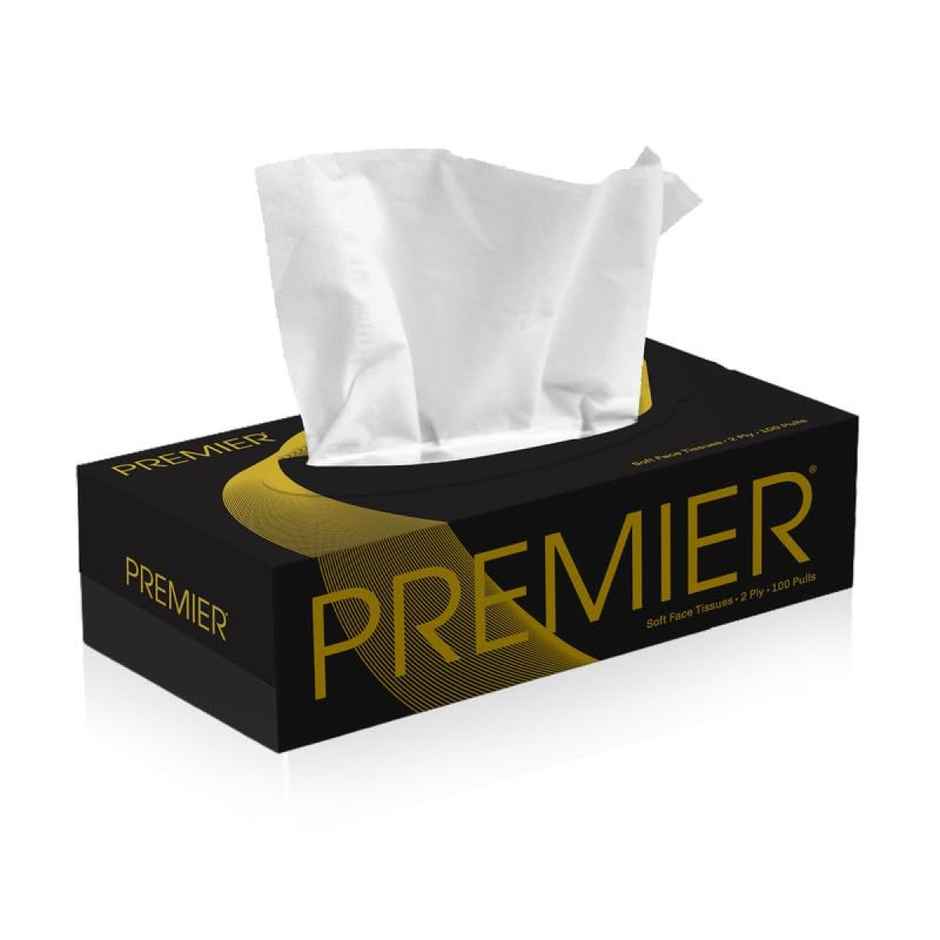 Premier 4 in 1 Face Tissue Box | 100 pulls each | 2 ply | Pack of 4