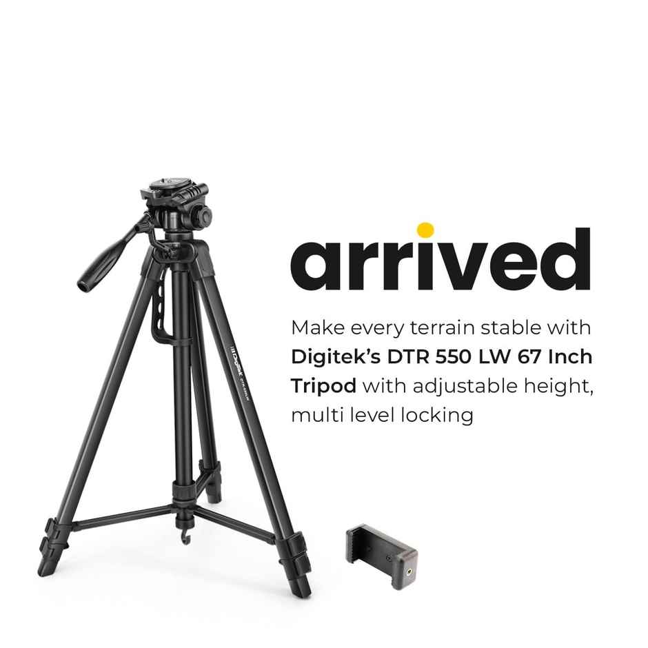 Digitek Dtr 550 Lw 67Inch Foldable Tripod Stand With Phone Holder 360 Degree Head,5Kg Load Capacity