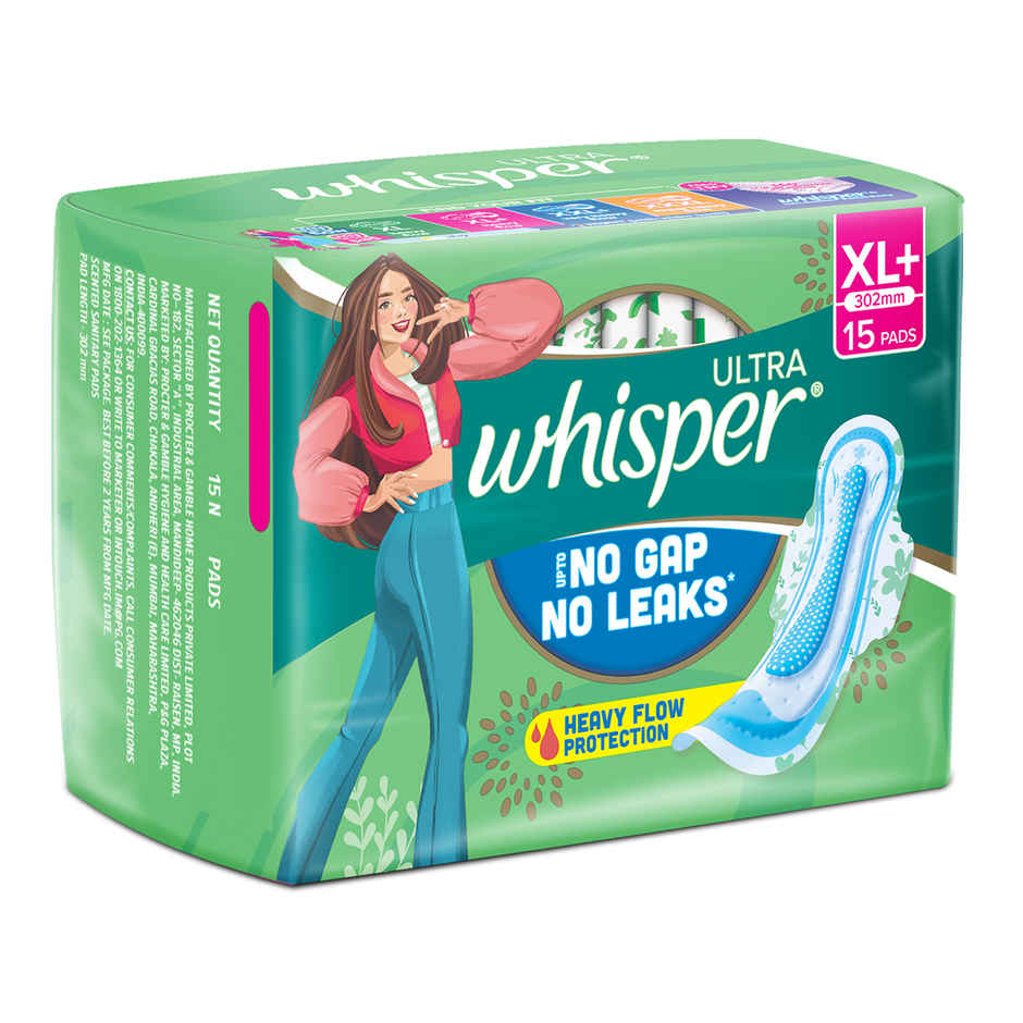 Whisper Ultra Clean Sanitary Pads | XL+ | 15 pcs