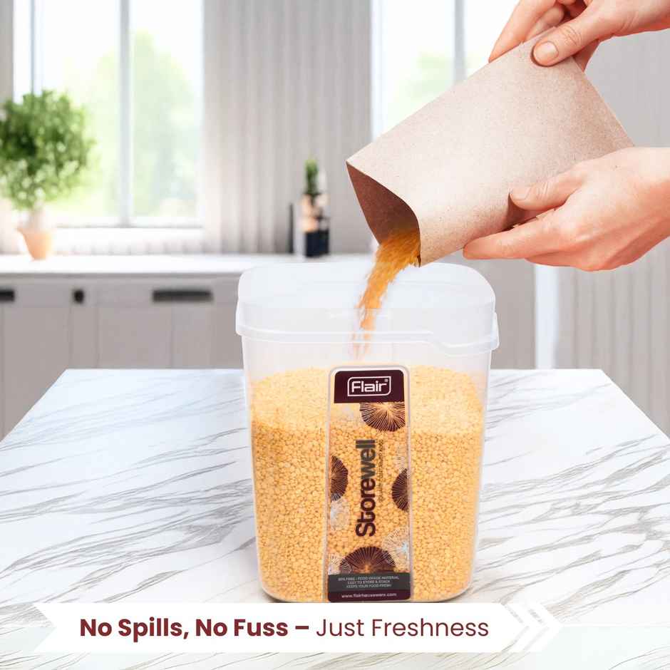 Flair Plastic Storewell Food Storage Containers 6000 ml (Maroon), Bpa Free, Spices Grains