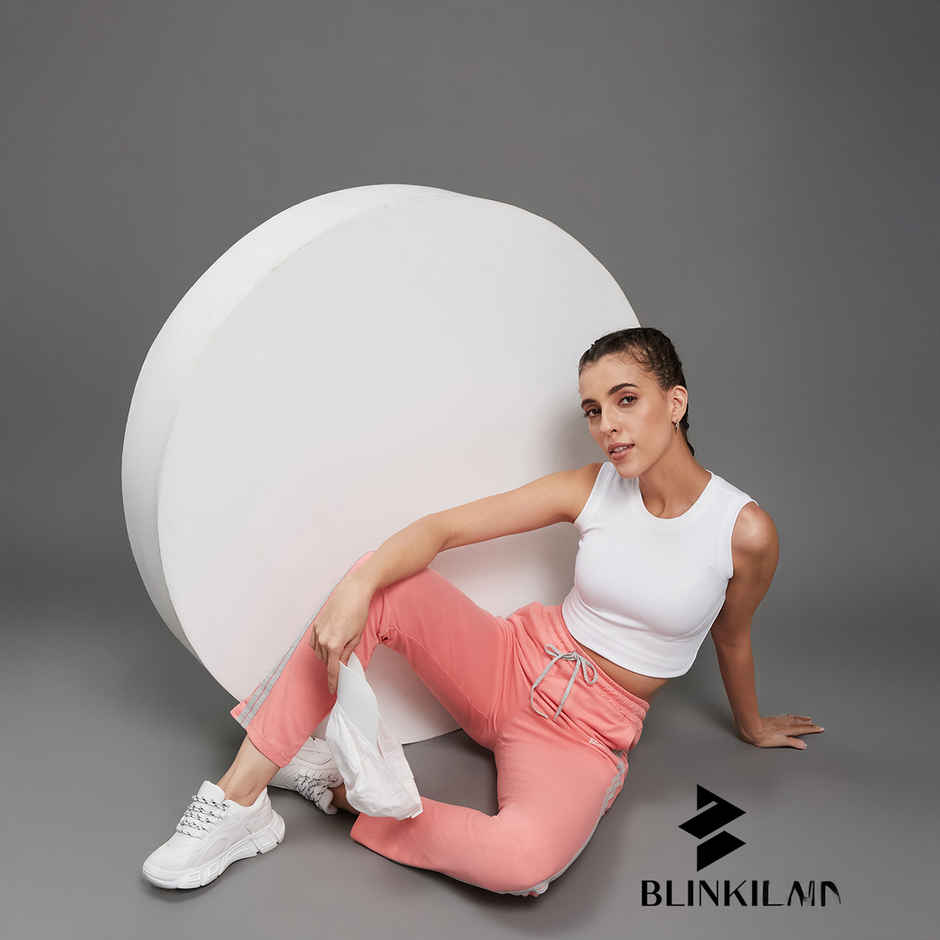 Blinkin Women's Cotton Striped Pyjamas & Track Pants with Side Pockets | Pink - 2XL