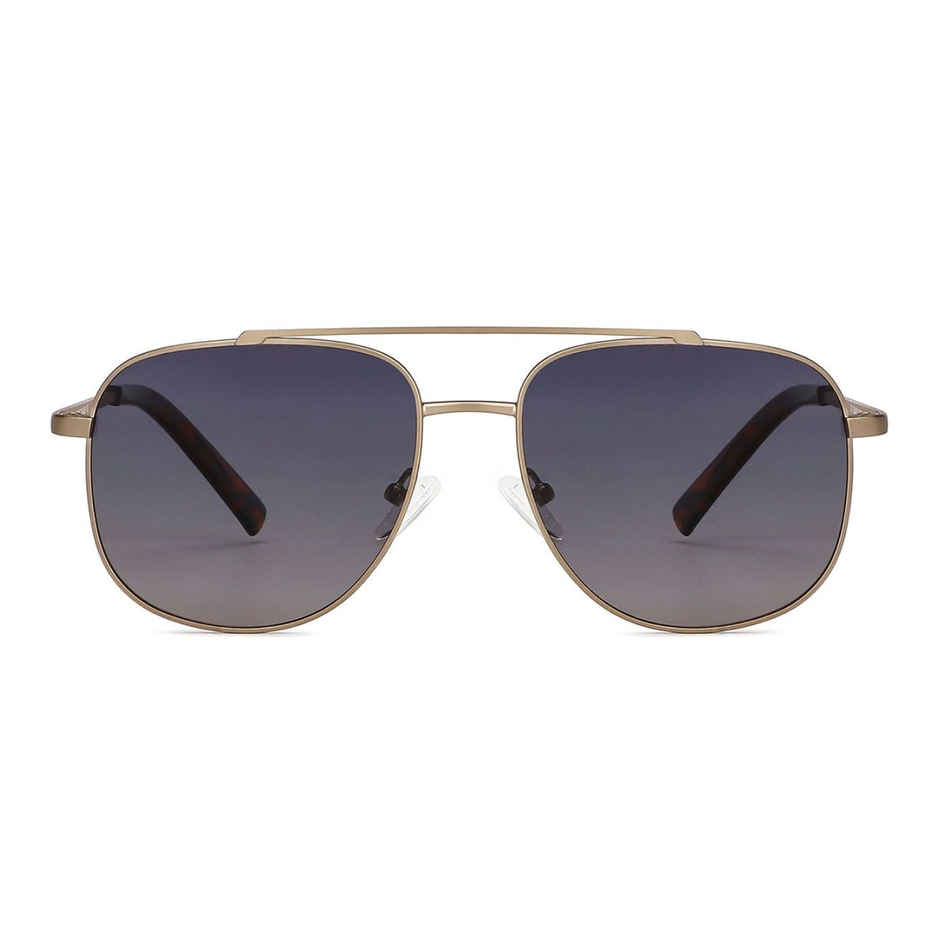 Vincent Chase By Lenskart Unisex Solid Stainless Steel Sunglasses | Black and Gold - L