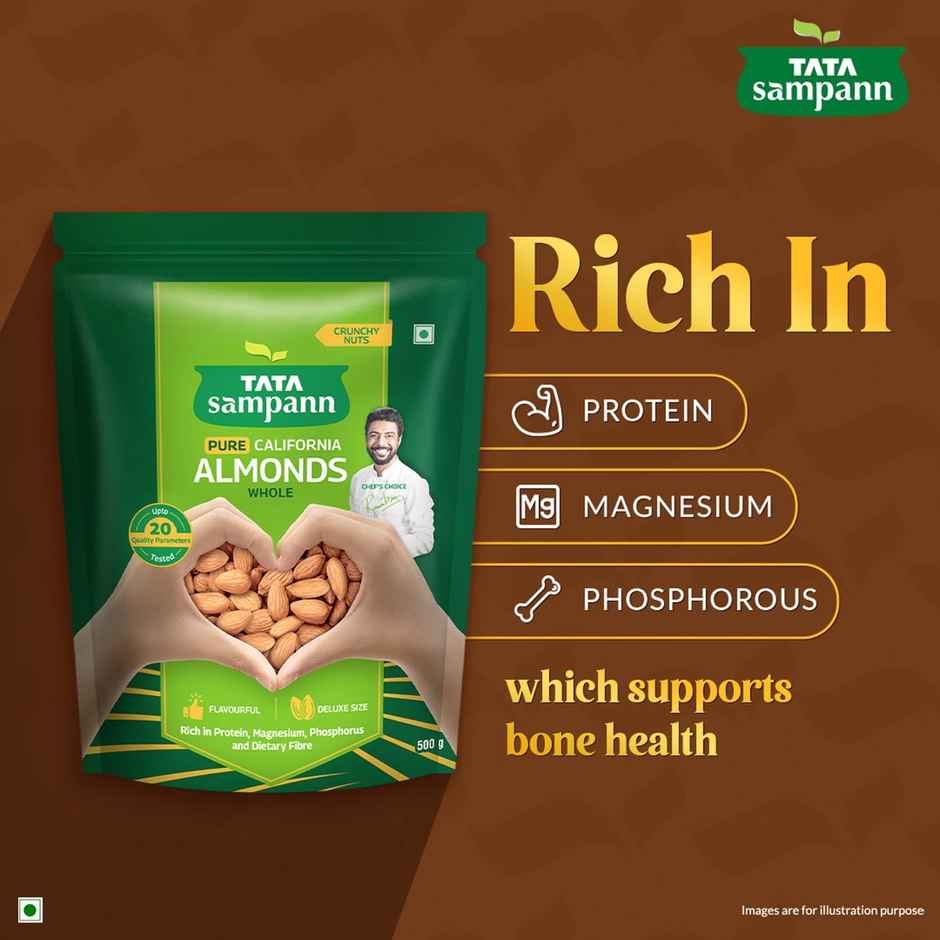 Tata Sampann Totally Pure California Almonds/Badam Giri | Whole Premium Quality