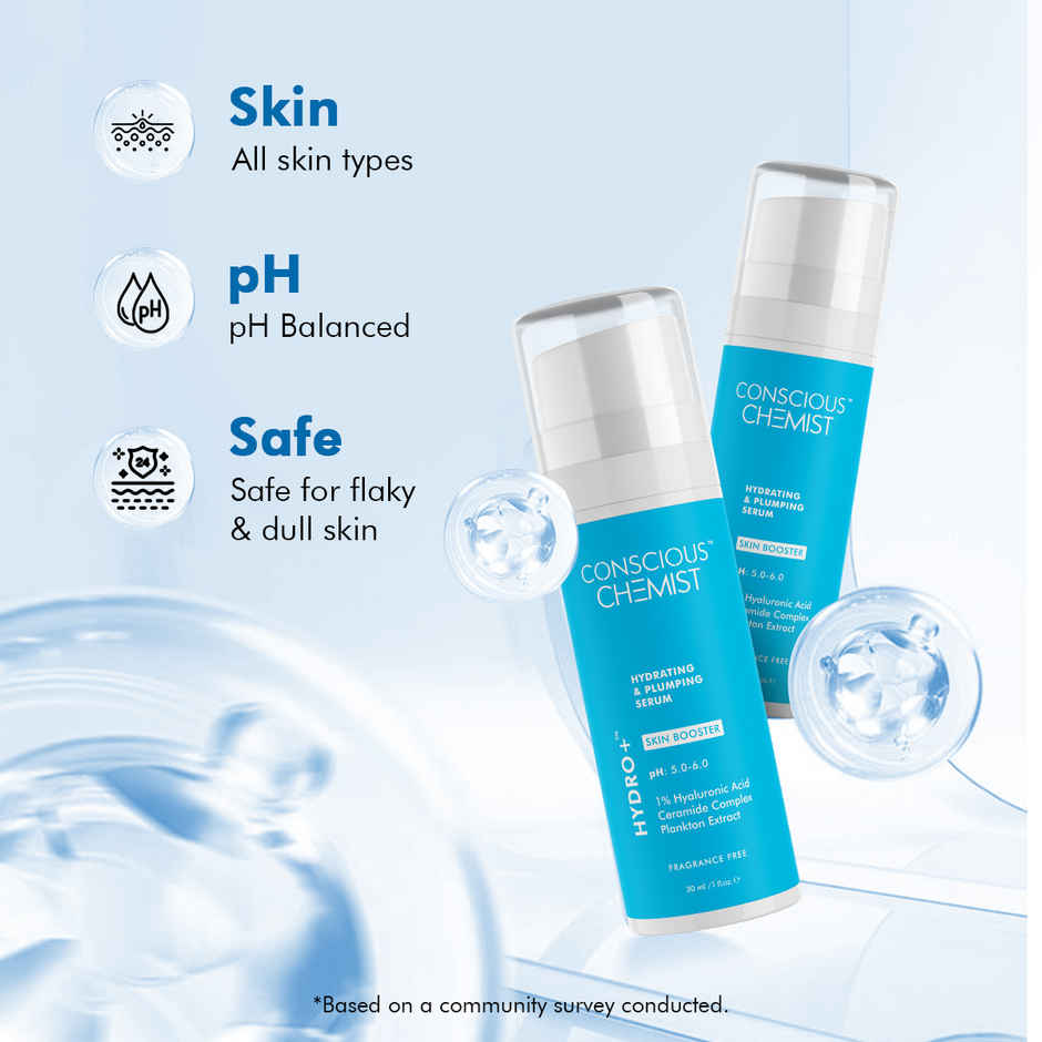 Conscious Chemist 1% Hyaluronic Acid Serum For Hydrating & Plumping Skin With Ceramides