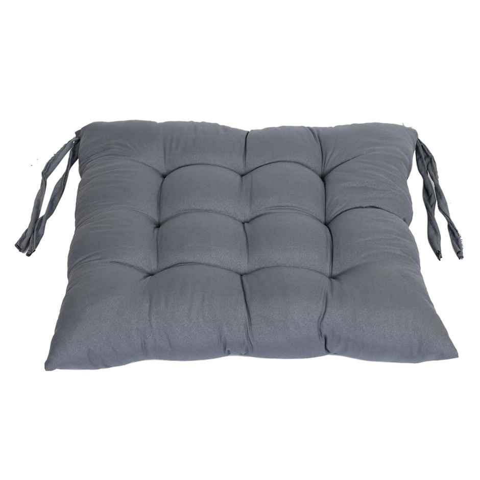 Kuber Industries Microfiber Square Chair Pad Seat Cushion | Car | Office | Dining |Grey | Pack of 2