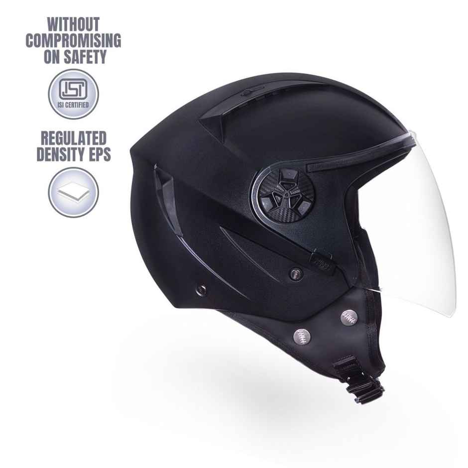 Studds Vogue Isi Certified Open Face Motorcycle Helmet For Men And Women With Visor (Black - M)