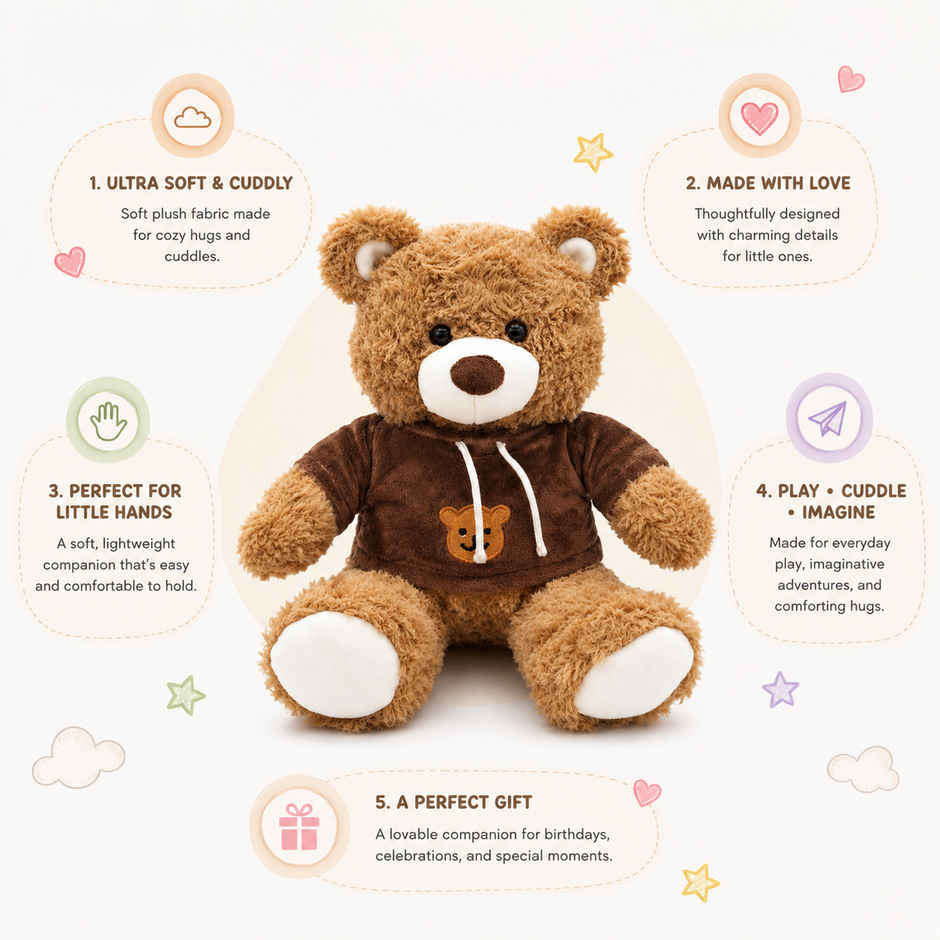 Zoowee Hoodie Teddy Bear Soft Toy | 26 cm
