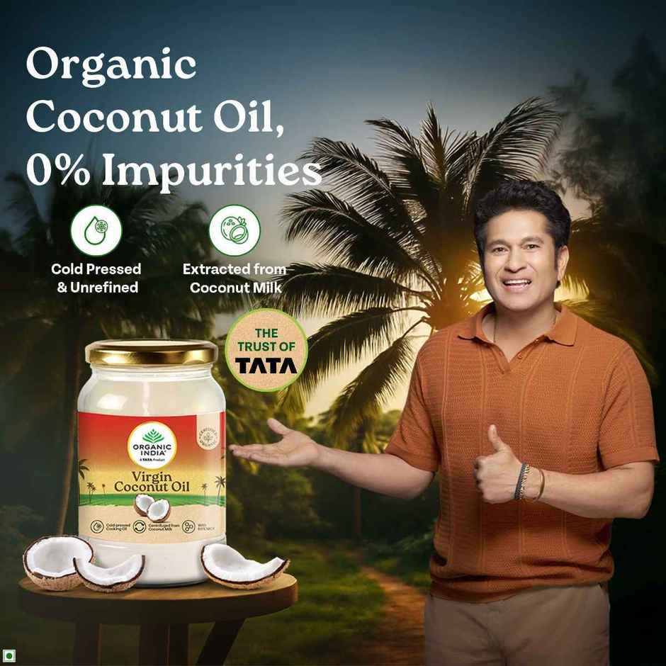 A Tata Product - Organic India Virgin Coconut Cold Pressed Oil | Labs Tested On 250+ Parameters