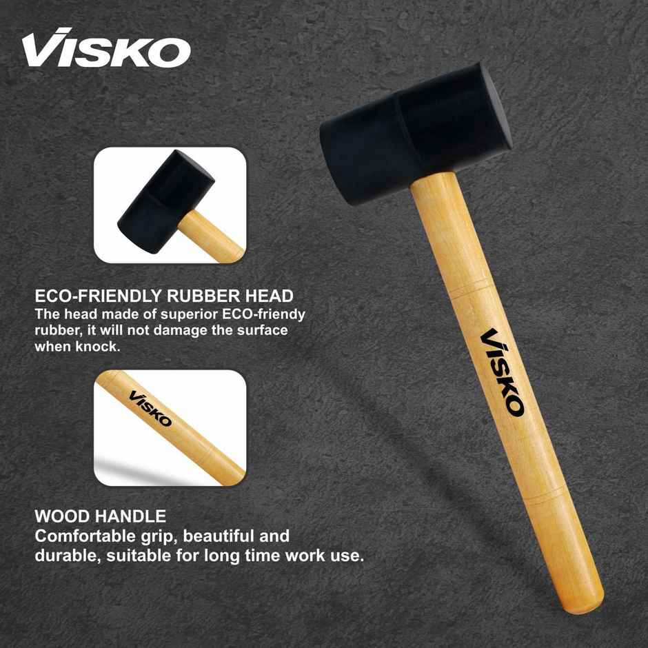 Visko 742 Professional Rubber Mallet Hammer | 2.5 Inch | With Wooden Handle Mallet | 0.64 Kg