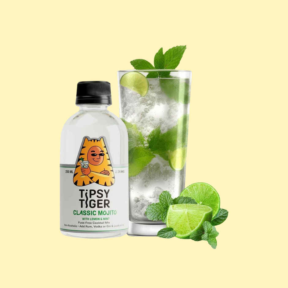 Tipsy Tiger Mojito Mocktail Cocktail Mix With Lemon & Mint