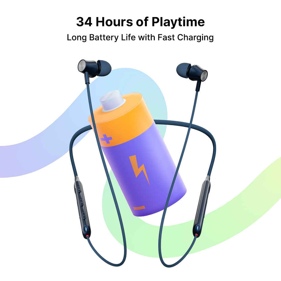 pTron Tangent Evolve Wireless Neckband With 34Hrs Playtime | Hd Mic | Pristine Sound & Bt5.3 - Blue